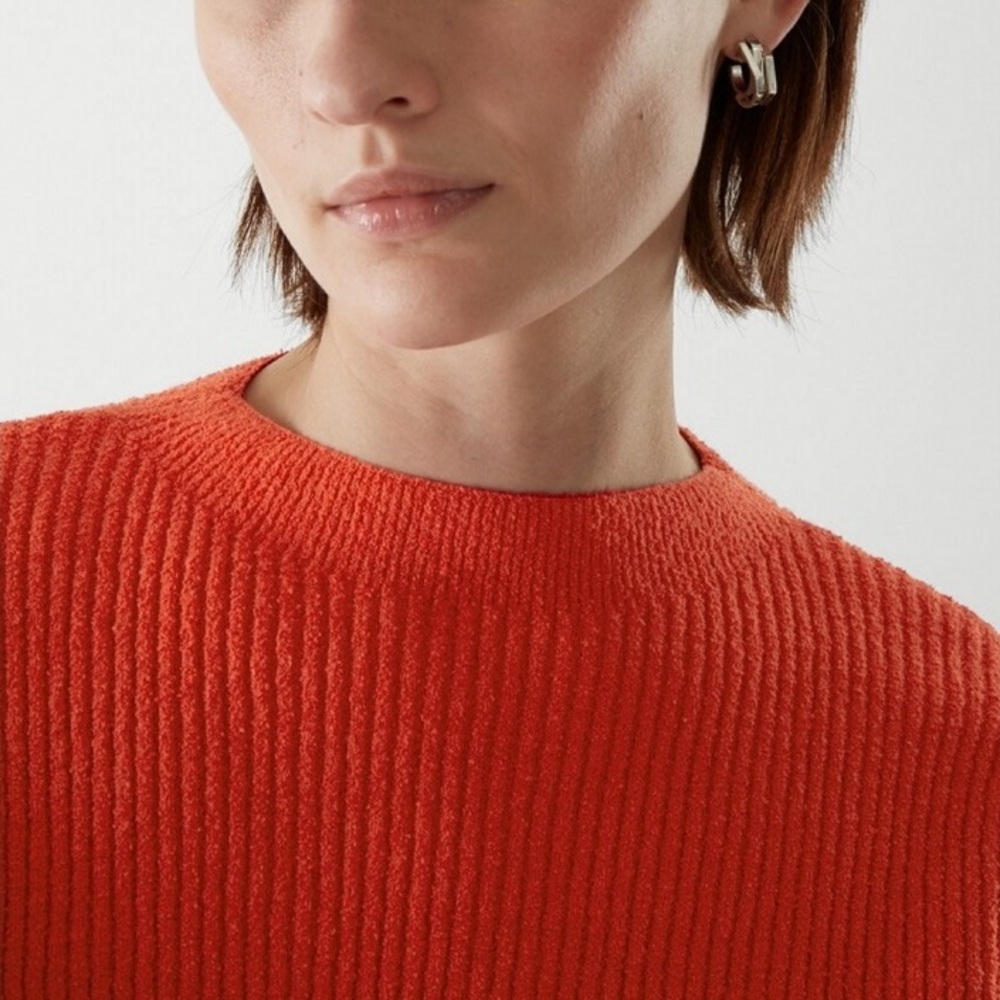 COS Orange Ribbed Knit Sweater – Soft Cotton Blend, XS - Picture 3 of 8